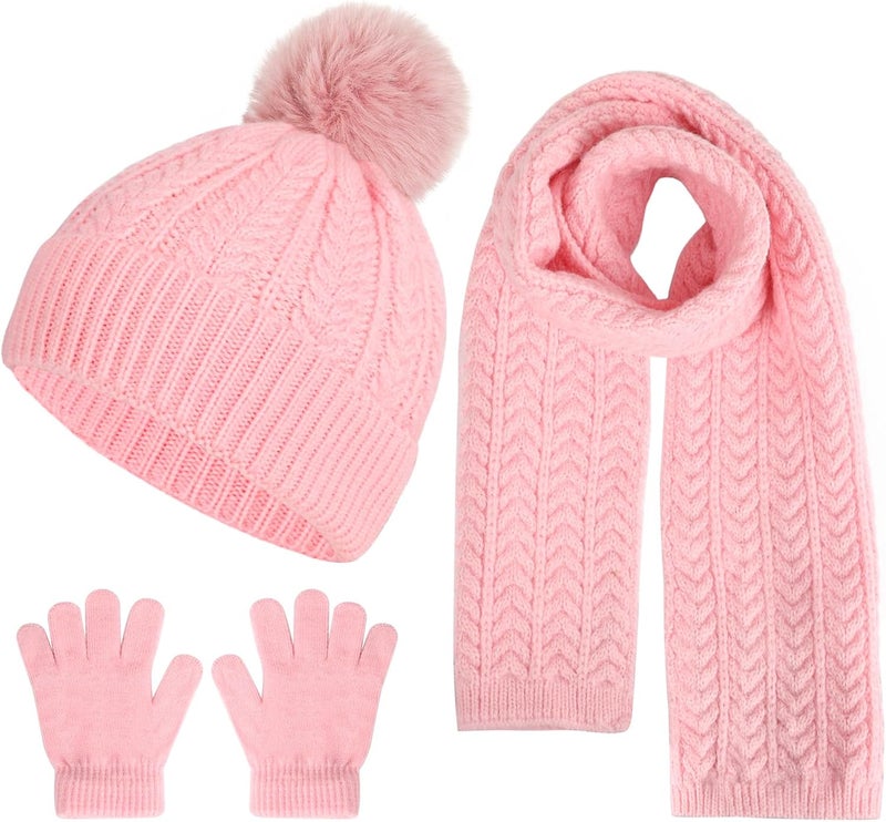 Chinyuti Kids Winter Beanie Hat Scarf Gloves Set, Toddler Winter Cap Knit Neck Warmer Gaiter Mittens for Children 2-8 - Image 1